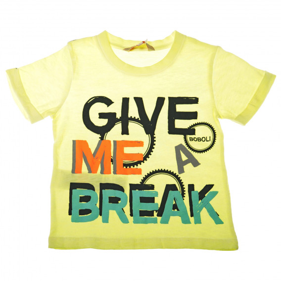 Tricou de bumbac pentru băieți cu inscripția Give me a Break Boboli 28294 