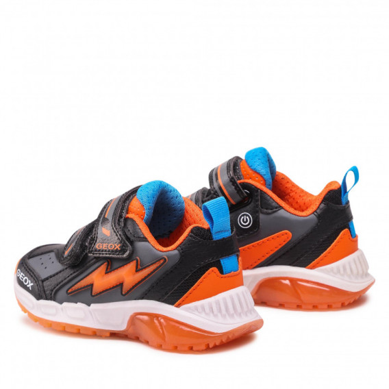 Sneakers Bolt negri, cu detalii portocalii și albaștri Geox 283058 3