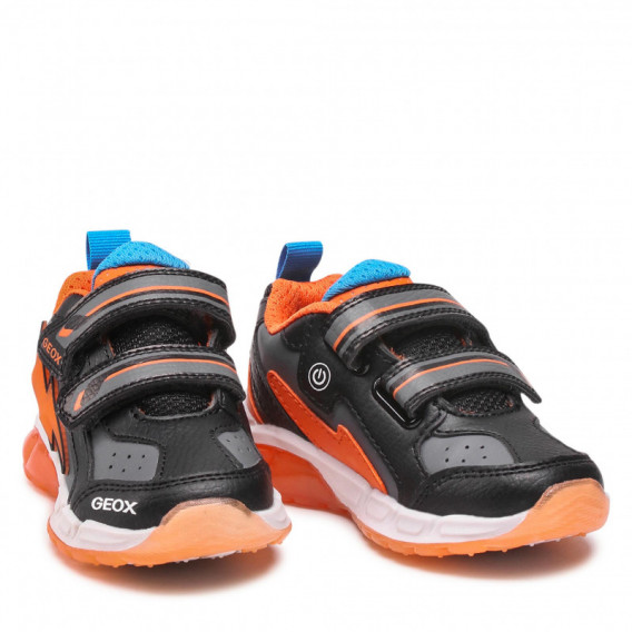 Sneakers Bolt cu detalii portocalii, pe negru Geox 283067 5