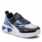 Sneakers cu detalii albastre, pe negru. Geox 283078 