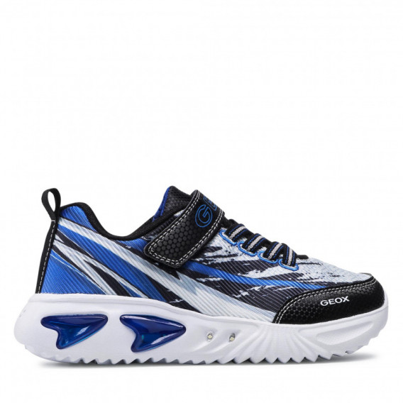 Sneakers cu detalii albastre, pe negru. Geox 283079 2