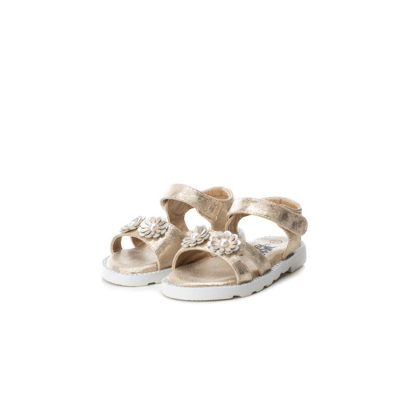 Sandale aurii cu flori mici pentru fete  28308