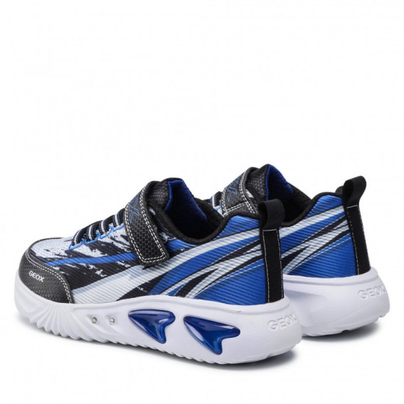 Sneakers cu detalii albastre, pe negru. Geox 283080 3