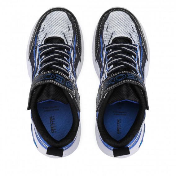 Sneakers cu detalii albastre, pe negru. Geox 283083 6