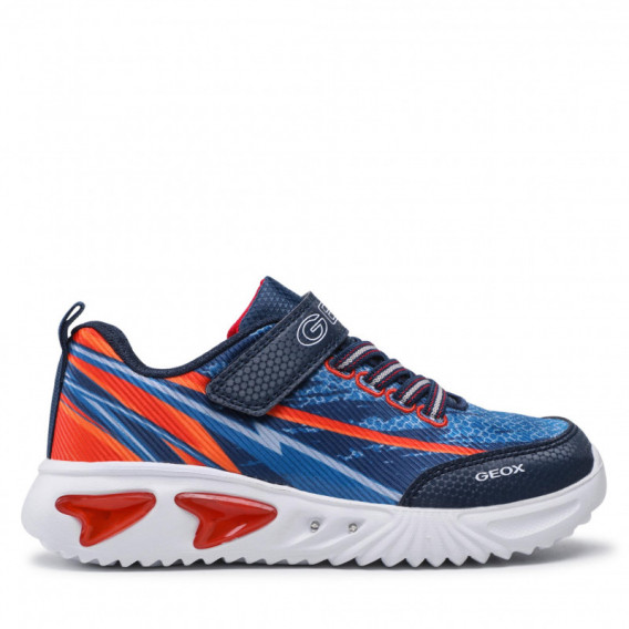 Sneakers cu detalii portocalii, de culoare albastru. Geox 283103 2