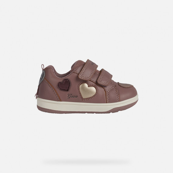 Sneakers cu aplicații de inimă, roz Geox 283132 
