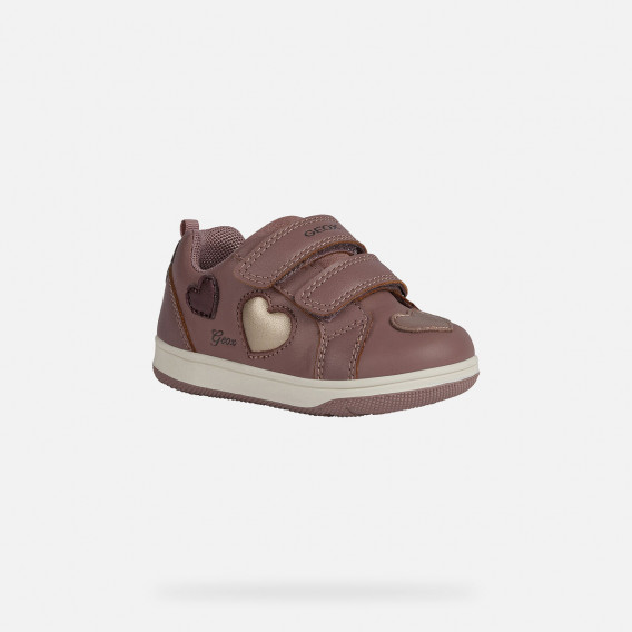 Sneakers cu aplicații de inimă, roz Geox 283133 2