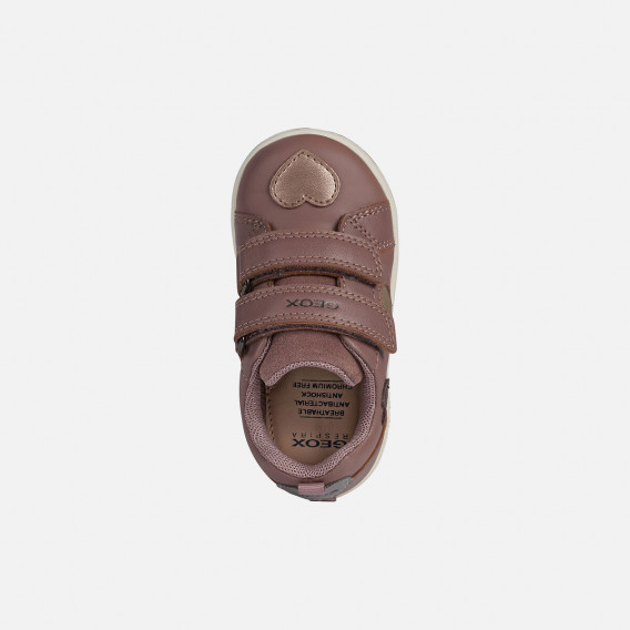Sneakers cu aplicații de inimă, roz Geox 283136 5