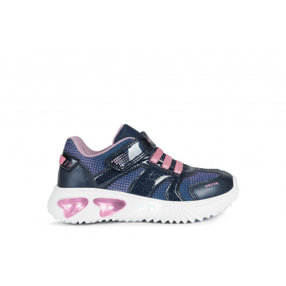 Sneakers cu detalii roz, pe albastru închis. Geox 283165 