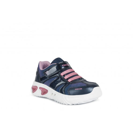 Sneakers cu detalii roz, pe albastru închis Geox 283172 2