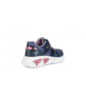 Sneakers cu detalii roz, pe albastru închis Geox 283174 4