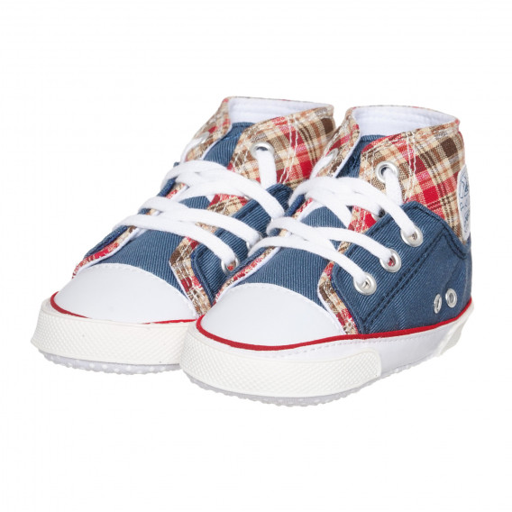 Pantofi cu imprimeu și detalii în carouri pentru bebeluși Playshoes 283788 