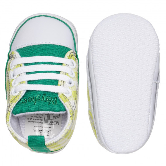 Pantofi moi pentru bebeluși în nuanțe de verde și aplicații Playshoes 283793 3