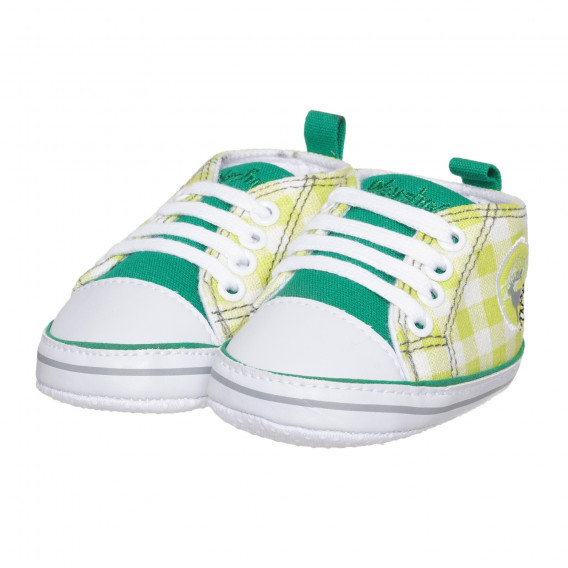 Pantofi moi pentru bebeluși în nuanțe de verde și aplicații Playshoes 283801 