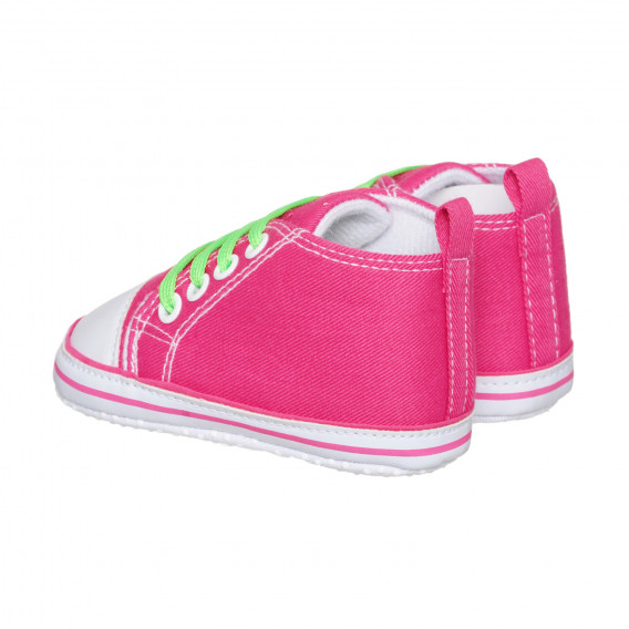 Teniși cu șireturi verzi, roz Playshoes 283819 2