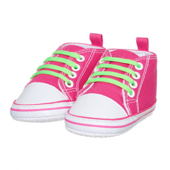 Teniși cu șireturi verzi, roz Playshoes 283820 