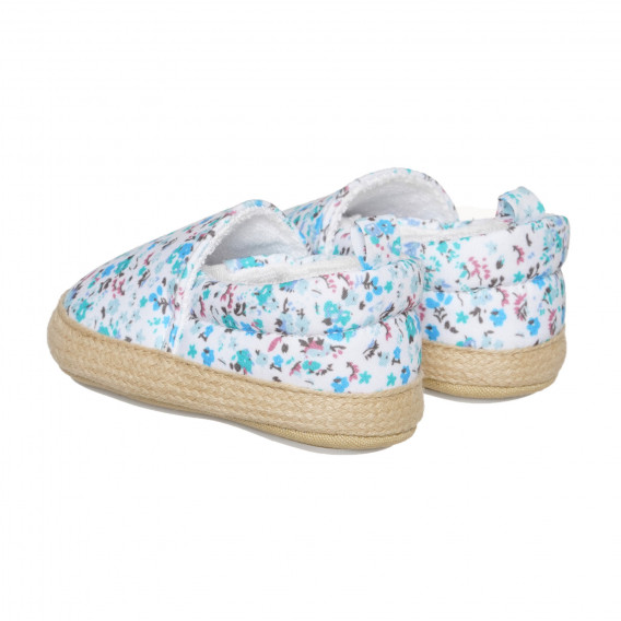 Pantofi moi tip espadrile cu imprimeu floral pentru bebeluși, albi Sterntaler 283885 2
