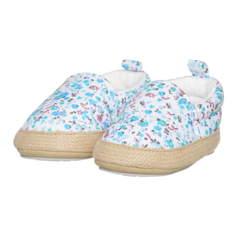 Pantofi moi tip espadrile cu imprimeu floral pentru bebeluși, albi  283886