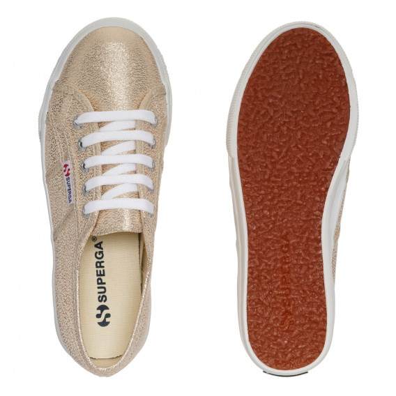 Pantofi sport din material textil cu accent auriu, galbeni Superga 283988 3