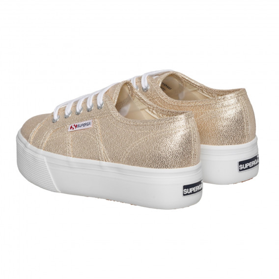 Pantofi sport din material textil cu accent auriu, galbeni Superga 283989 2