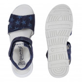 Sandale din piele cu imprimeu stelat și accent de brocart, albastru Daumling 284230 3