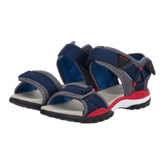 Sandale în albastru și roșu cu accente gri Geox 284304 