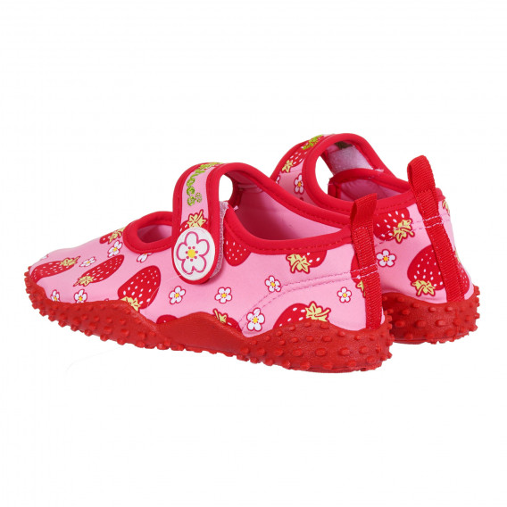 Sandale de plajă cu imprimeu căpșuni și accente roșii, roz Playshoes 284387 2