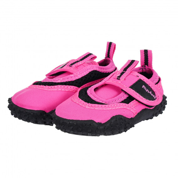 Pantofi de apă cu velcro și detalii negre, roz Playshoes 284389 