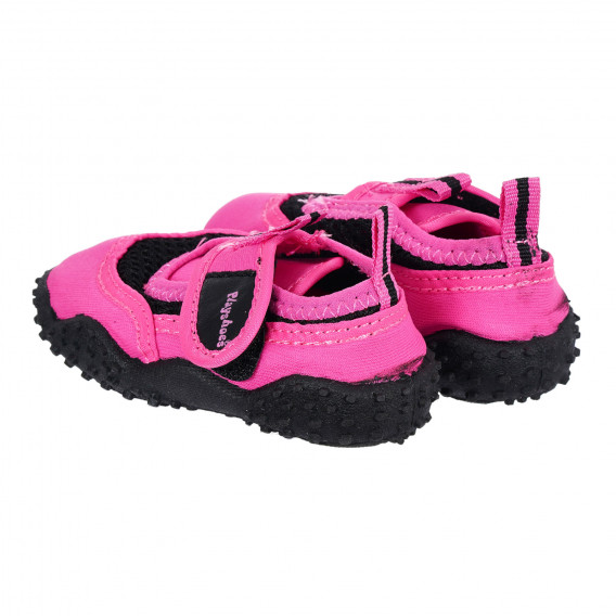 Pantofi de apă cu velcro și detalii negre, roz Playshoes 284390 2