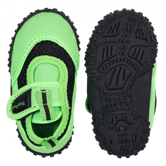 Pantofi de apă cu velcro și detalii negre, verzi Playshoes 284394 3