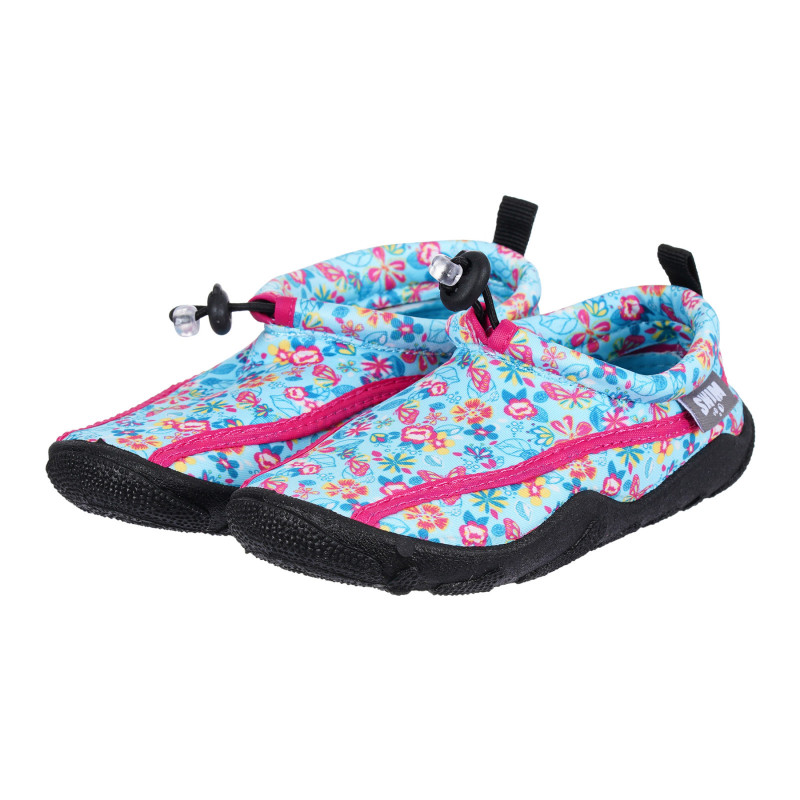 Pantofi de apă cu imprimeu floral și detalii roz, albastru  284455