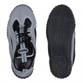 Pantofi de apă cu șireturi elastice și detalii negre, gri Playshoes 284524 3