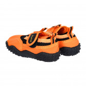 Papuci Aqua portocalii cu velcro și accente negre Playshoes 284526 2