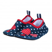 Pantofi de apă cu imprimeu inimi și detalii roșii, albastru închis Playshoes 284567 