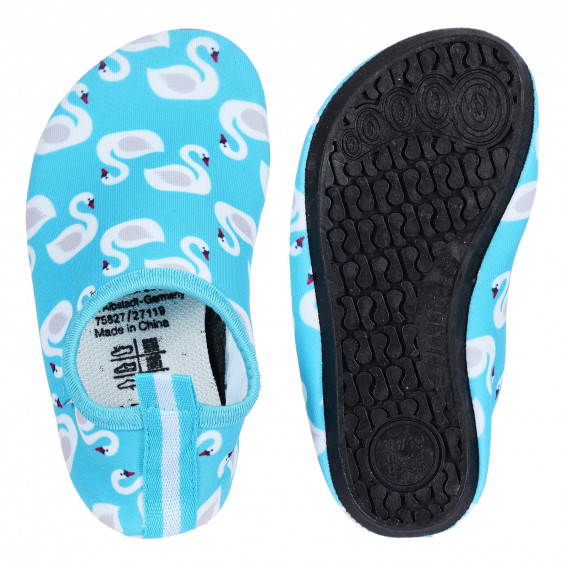 Pantofi de apă cu imprimeu de lebede, albaștri Playshoes 284572 3