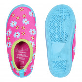 Pantofi de apă cu imprimeu floral și detalii albastre, roz Playshoes 284587 3