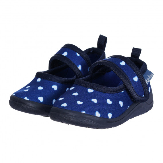 Papuci de interior în albastru închis cu imprimeu de inimioare Playshoes 284594 