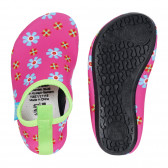 Pantofi de apă cu imprimeu floral și detalii verzi, roz Playshoes 284716 3