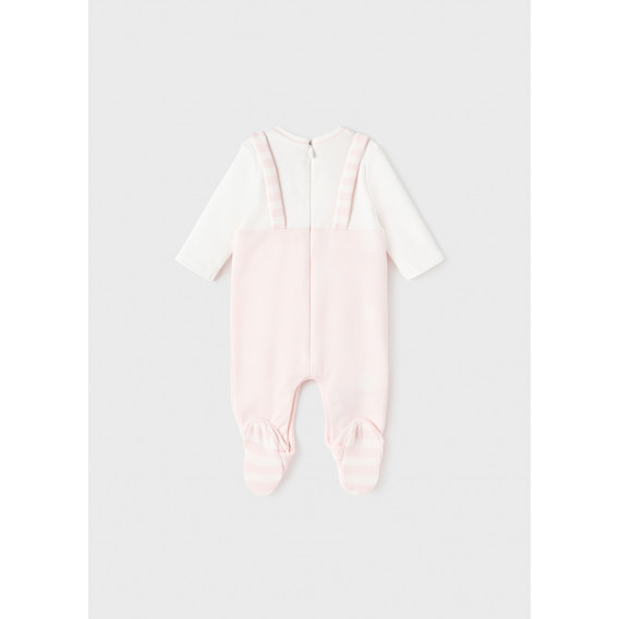 Set din salopetă și căciulă pentru bebeluși, alb și roz Mayoral 284926 2