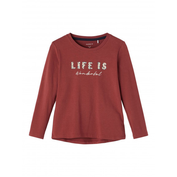 Bluză din bumbac organic Viața este minunată, roșie Name it 285148 