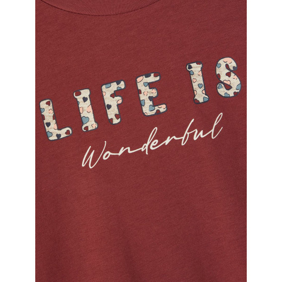 Bluză din bumbac organic Viața este minunată, roșie Name it 285150 3
