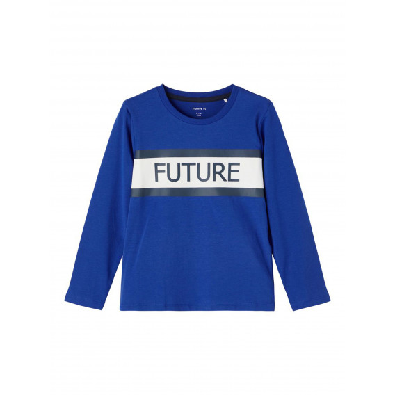 Bluză Future cu mânecă lungă din bumbac organic, albastră Name it 285169 