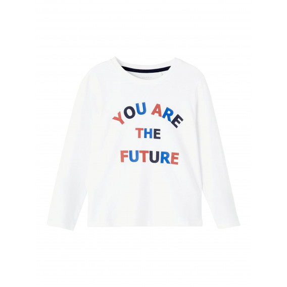 Bluză cu mâneci lungi din bumbac organic You are the Future, albă Name it 285172 