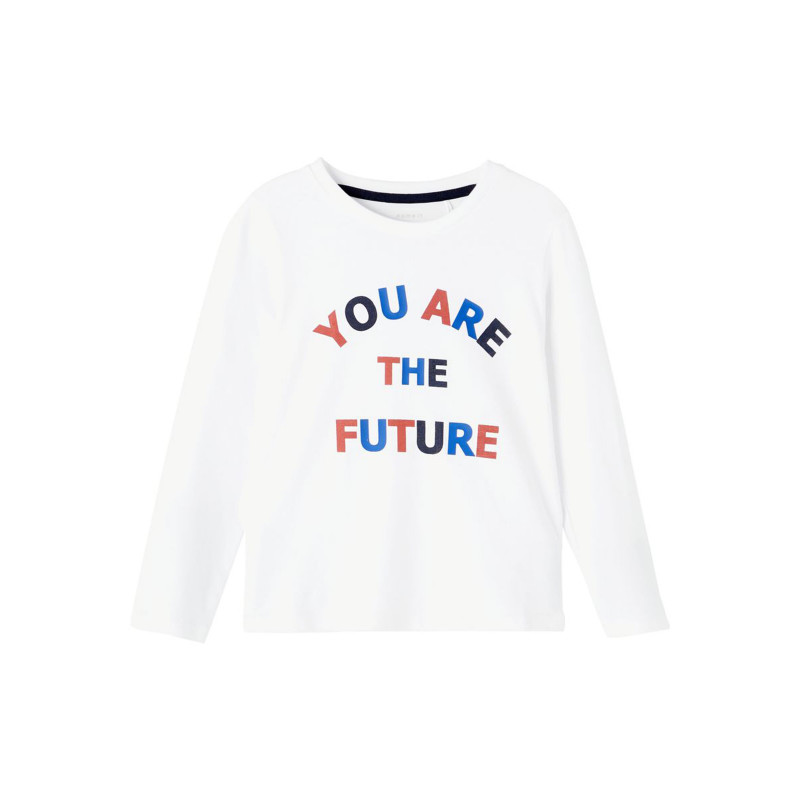 Bluză cu mâneci lungi din bumbac organic You are the Future, albă  285172