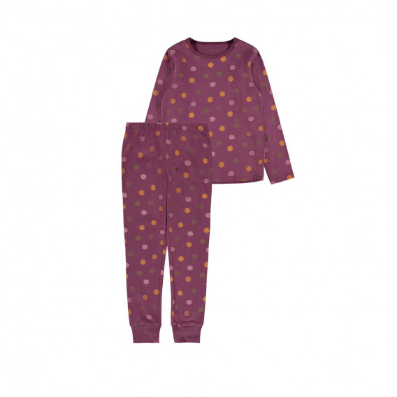 Pijamale din bumbac organic cu imprimeu figural, violet Name it 285342 
