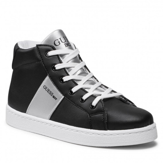 Sneakers Lucas cu detalii argintii, pe negru Guess 285443 