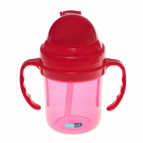 Ceașcă roz cu pai din plastic de 190 ml BebeDue 286207 