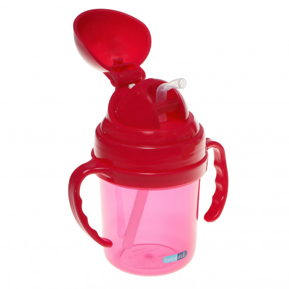 Ceașcă roz cu pai din plastic de 190 ml BebeDue 286208 2