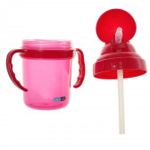 Ceașcă roz cu pai din plastic de 190 ml BebeDue 286209 3