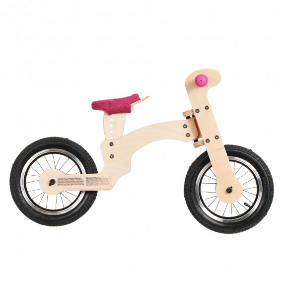 Bicicletă de echilibru din lemn, Pipello, 12 , culoare: roz Pippello Bikes 286229 3